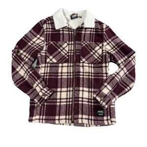 WESC Mens Shirt Jacket Small‎ Maroon Plaid Y2K Streetwear Grunge Skater Shacket